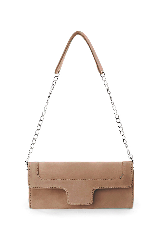 Dress clutch for wedding and parties in biscuit beige leather - Top view